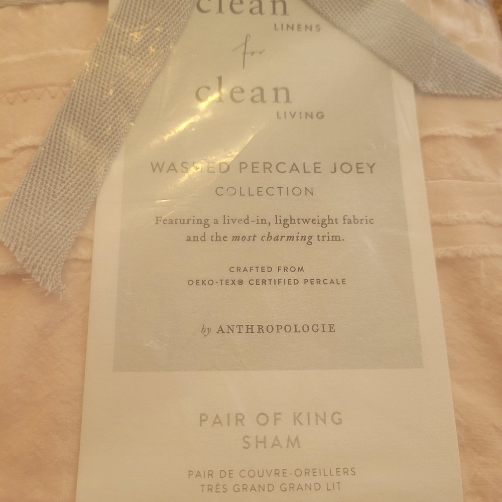 Anthropologie Washed Percale Joey King-sized pillow cases - blush pink - Picture 5 of 6